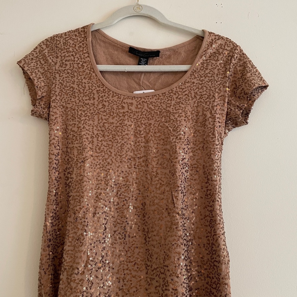 French Connection Cream Sequin Top
